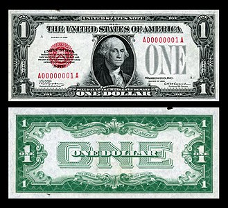 United States one-dollar bill from the series of 1928, by the Bureau of Engraving and Printing