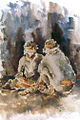 WAITING INTERROGATION,199th LT INF BG, Watercolor, by James Pollock, CAT IV, 1967