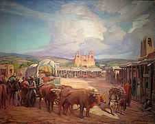 Gerald Cassidy, View of Santa Fe Plaza in the 1850s, c. 1930