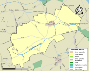 Carte en couleurs présentant l'occupation des sols.