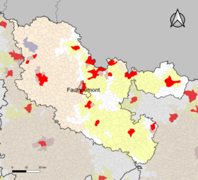 Localisation de l'aire d'attraction de Faulquemont dans le département de la Moselle.