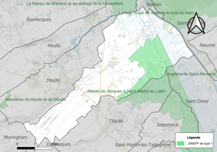 Carte de la ZNIEFF de type 1 sur la commune.