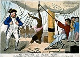 Femme esclave fouettée par l'équipage d'un navire négrier sous le commandement du capitaine John Kimber, en 1792. Contrairement à l'équipage du Zong, Kimber a été jugé pour le meurtre de deux femmes esclaves.