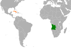 Haritada gösterilen yerlerde Angola ve Cuba