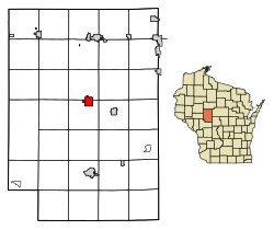 Location of Greenwood in Clark County, Wisconsin.