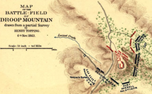 old map with troop positions on mountain
