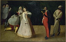 Prima Buffa della Compagnia dei Comici Gelosi. 1590. Oil on Canvas.Carnavalet Museum.