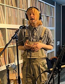 Derek Piotr performing traditional music in 2021 in Brooklyn, NYC.