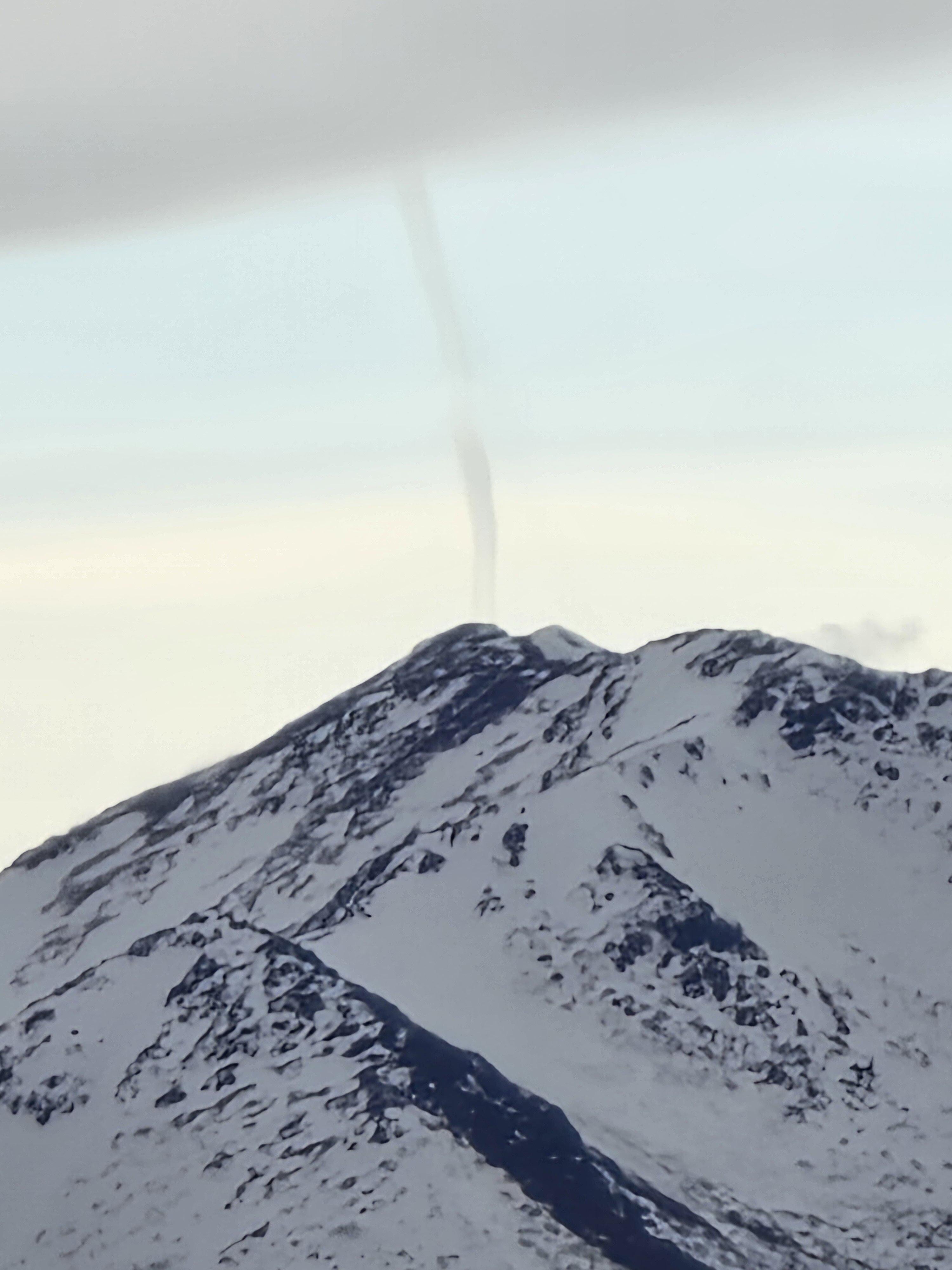 A landspout tornado over Rusty Point, Alaska on April 19, 2024.