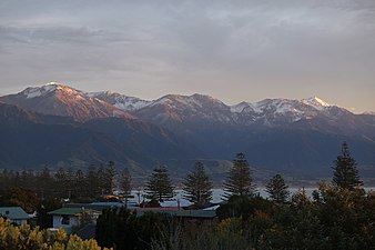 Seaward Kaikōura Range from Kaikōura town