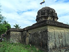 Jain flag atop the Gingee Jain temple, Gingee, Villupuram district, Tamil Nadu, India.