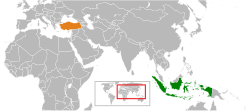 Map indicating locations of Indonesia and Turkey