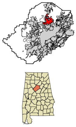 Location of Gardendale in Jefferson County, Alabama.