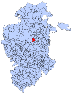 Municipal location of Monasterio de Rodilla in Burgos province