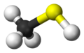 Ball-and-stick model of the methanethiol molecule