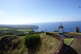 Miradouro da Baleia (English: Belvadere of the Whale), Santana, showing the parish of Achada in the distance