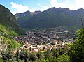 Vue de Verrès, et, au-delà de la Doire, d'Issogne.