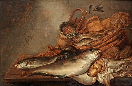 Still life of fish and shellfish