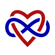 The "infinity heart" is a widely used symbol of polyamory.[209]