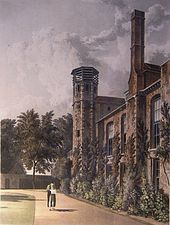Part of St Peter's College, view from the private gardens, 1815