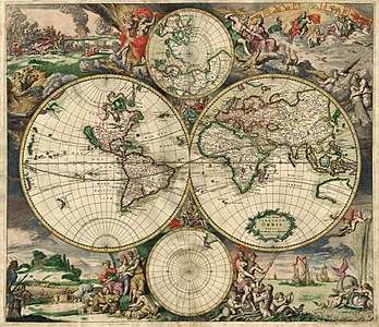World map of 1689, by Gerard van Schagen (edited by Brandmeister)
