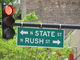 Rush Street (Chicago)-State Street sign