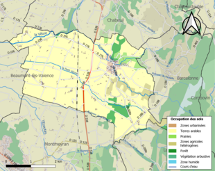 Carte en couleurs présentant l'occupation des sols.