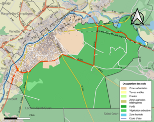 Carte en couleurs présentant l'occupation des sols.