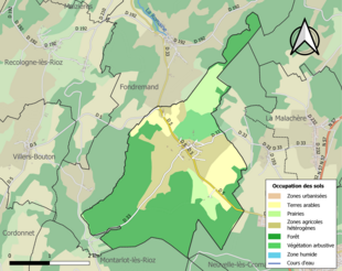 Carte en couleurs présentant l'occupation des sols.