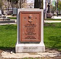 Abraham Lincoln replica marker at Central Park on the square in downtown Mansfield.