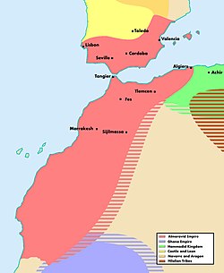 The Almoravid empire at its greatest extent, আনু. 1120.