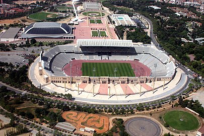Olympic Park of Montjuïc, Barcelona. At the centre, the Olympic Stadium Lluís Companys