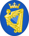 The heraldic badge of Ireland, created during the Tudor era, is distinguished from the arms of Ireland by being ensigned with a royal crown.