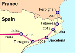 Carte de la frontière est entre la France et l’Espagne.