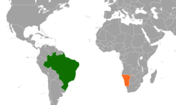 Lage von Brasilien und Namibia