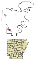 Location of McGehee in Desha County, Arkansas.