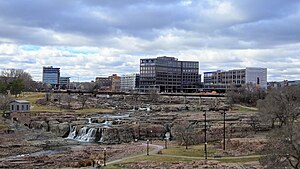 Sioux Falls skyline as seen from Falls Park