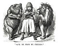 Image 57Political cartoon depicting the Afghan Emir Sher Ali with the rival "friends" the Russian Bear and British Lion (1878) (from History of Asia)