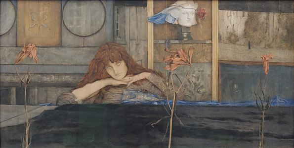 Fernand Khnopff, I lock my door upon myself (1891), Munich, Neue Pinakothek. Exposé au 2e Salon Rose-Croix (1893).