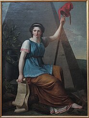 Seated woman with Liberty pole