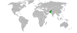 Map indicating locations of Pakistan and Nepal