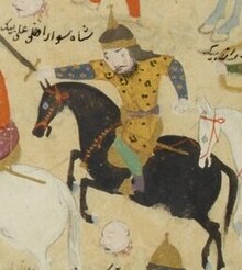 Ali in an Ottoman miniature as he fights the Safavids on a horse