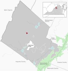 Location of the Singers Glen CDP within the Rockingham County