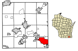 Location of Bloomfield in Walworth County, Wisconsin.