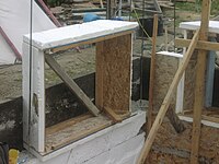 Window frames are placed in the forms.