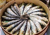 Pickled sardines at a market on the Spanish island of Majorca