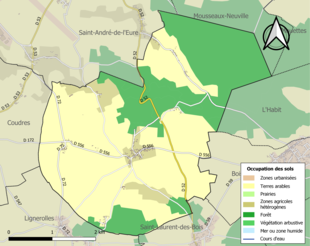 Carte en couleurs présentant l'occupation des sols.