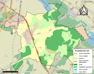 Carte en couleurs présentant l'occupation des sols.