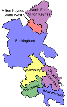 Map of parliamentary constituencies in Buckinghamshire 1997–2010