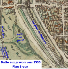 Butte de Bonne Nouvelle en 1530 (plan Braun)